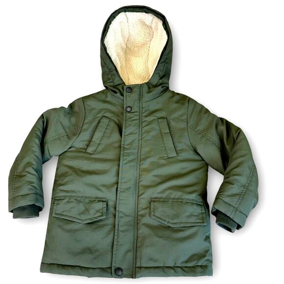 Swiss Alps Youth Boy Puffer Coat Jacket Winter Snow Fleece Hood Size 5/6 Green - Picture 1 of 11